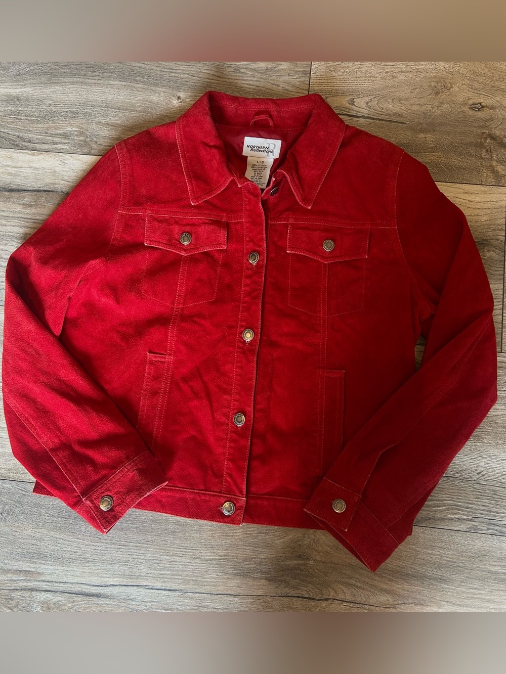 Vintage Northern Reflections Red Suede Leather Women's Jacket 1990s 2000s